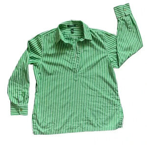 Lauren Ralph Lauren Green & White Striped Women’s Pullover Shirt XL